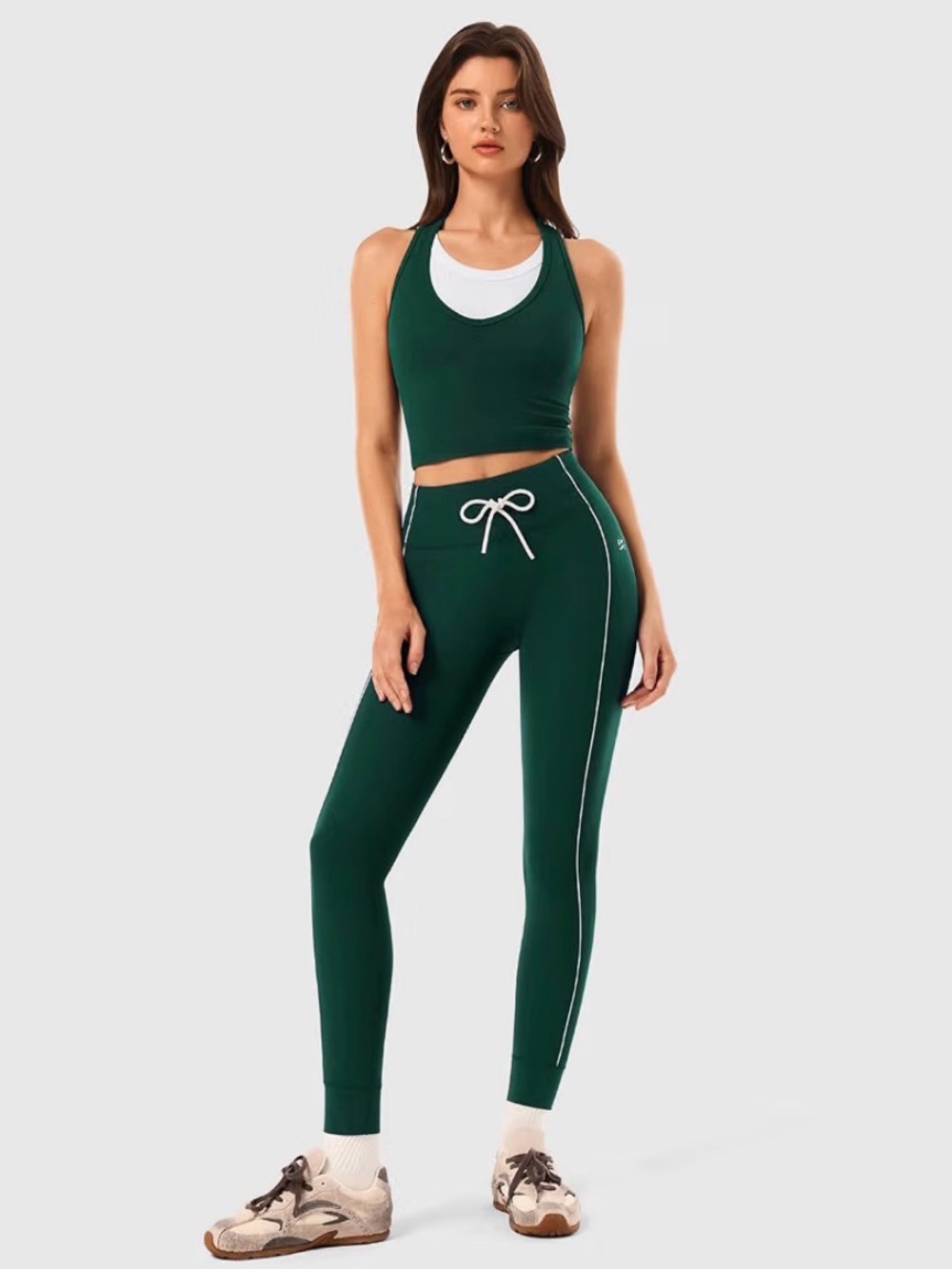 Women’s Forest Green High-Waist Active Leggings & Tank Set